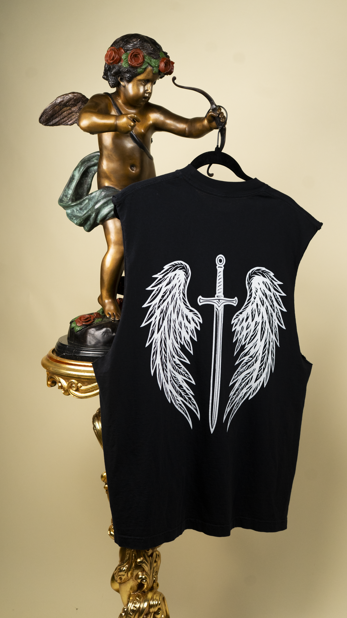 "Beauty Through Pain" Capped Tank in Carbon Black