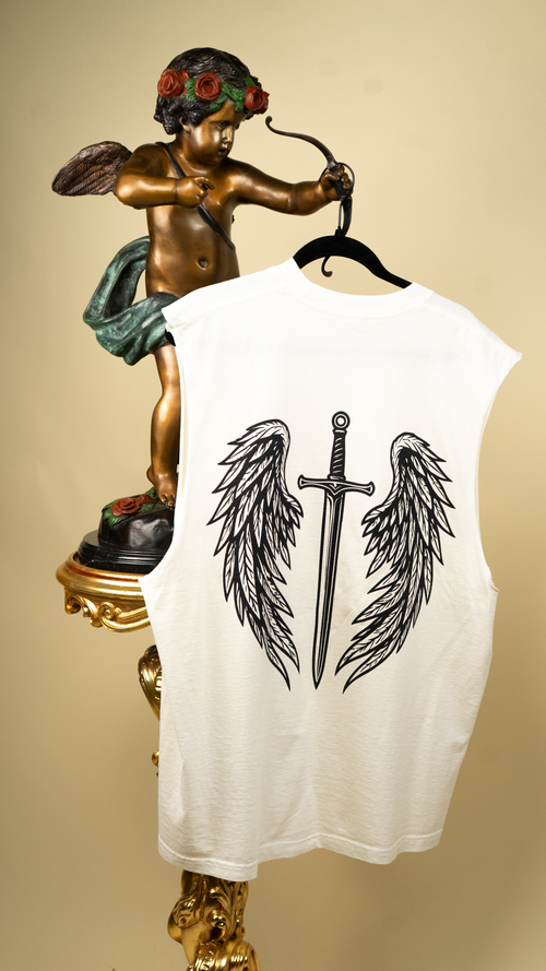 "Beauty Through Pain" Capped Tank in White